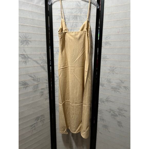 Know One Cares Linen Blend Cowl Neck Slip Midi Dress Beige Size L NWT Wedding - Picture 3 of 8